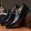 Classic Crocodile Texture Shoes Glossy Oxford Style For Men Business Formal Wear